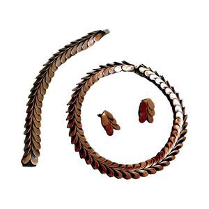 Vintage Modernist FRANK REBAJES Copper Parure: Choker, Earrings, & Bracelet